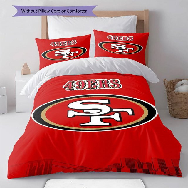 HuiHome 49ers Muster Bettwäsche Set in Rot, bestehend aus 1 Bettbezug und 2 Kissenbezügen, B/T: 200 x 200 cm - Bild 1