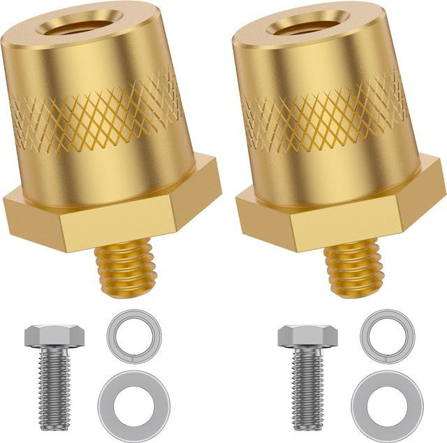 Batteriepol Adapter Paar in Gold mit M8 Gewinde aus Messing für positiven und negativen Anschluss - Bild 1