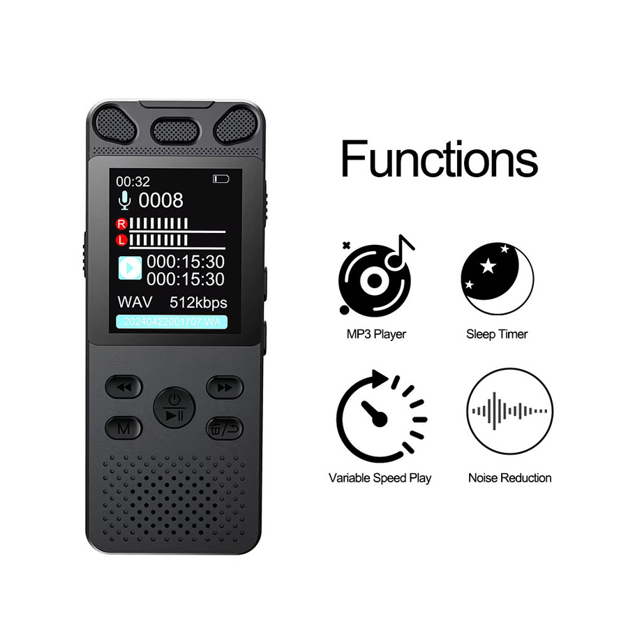 Vandlion V71 Sprachaktivierter digitaler Audio-Voice-Recorder mit Rauschunterdrückung und One-Key-Bedienung in Schwarz - Bild 3