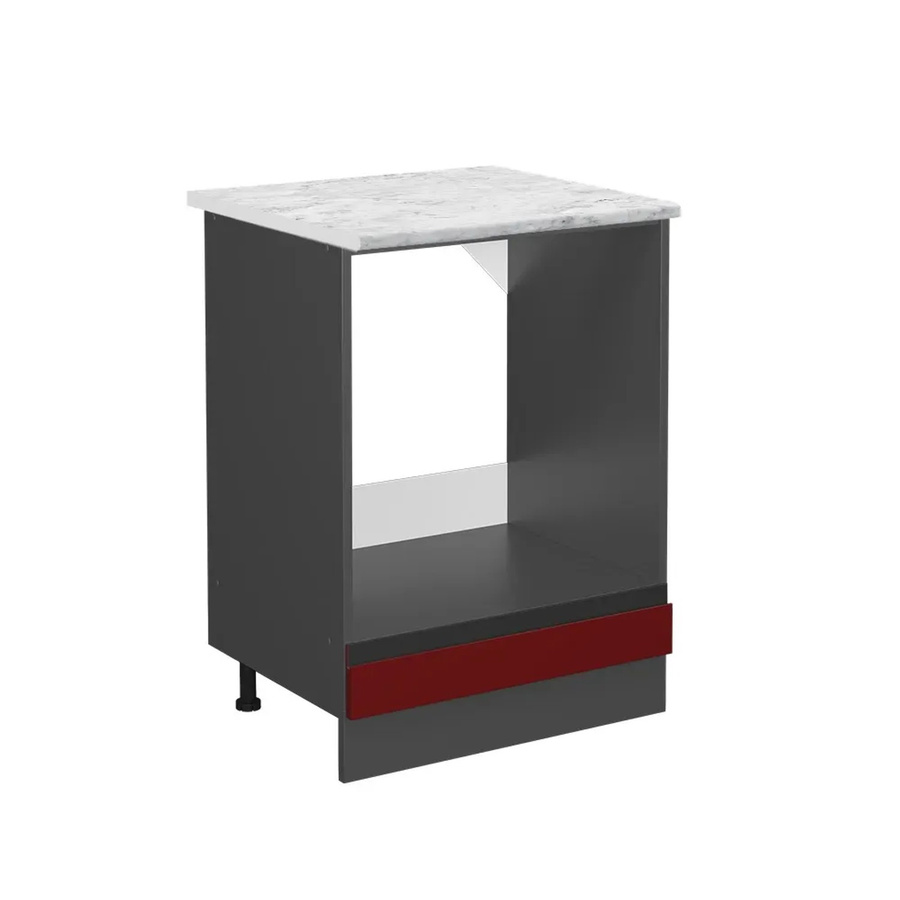 Vicco R-Line Herdbauschrank in Rot/Anthrazit mit Marmor-Optik, B/T/H: 60,0 x 46,0 x 81,6 cm - Bild 2