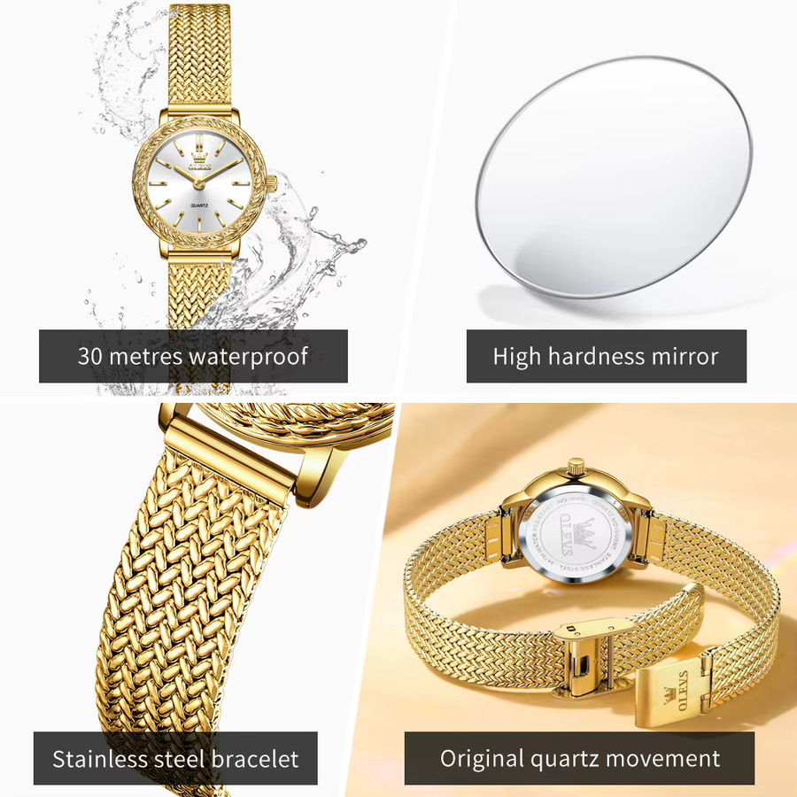 OLEVS Armbanduhr Edelstahl, Roségold, Quarz, Damen - Bild 3