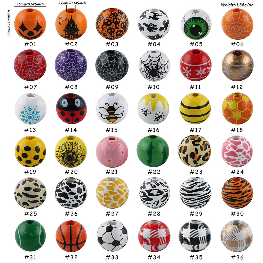sunrony Perlen Holz, Cartoon Halloween, Weihnachten, Leopard Print - Bild 2