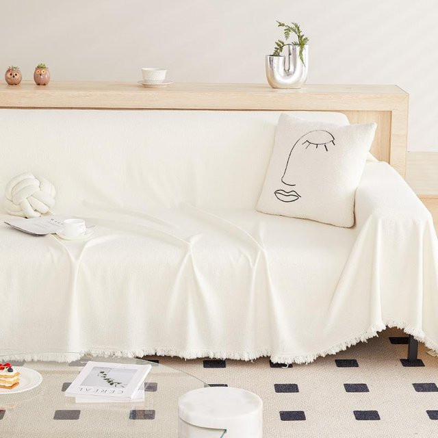 Universeller Sofabezug aus Polyester in Weiß, rutschfester Stoffschutz für das Sofa, B/B: 180 x 130 cm - Bild 1