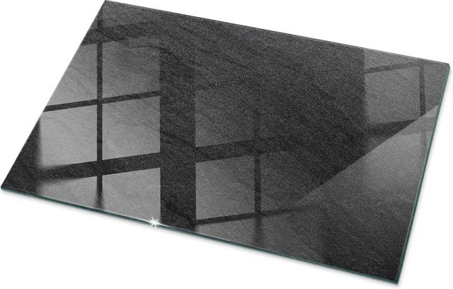 Tulup Tischplatte aus Glas in Schwarz mit Natursteinstruktur, rechteckig, B: 100 cm, T: 70 cm - Bild 1