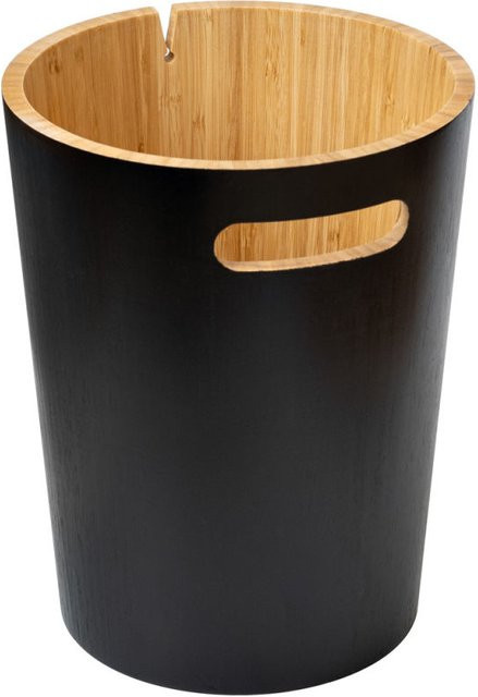 Papierkorb Koby von GRANA HOME aus 100% Bambus, braun/schwarz, Durchmesser: 23,5 cm, Höhe: 30 cm - Bild 1