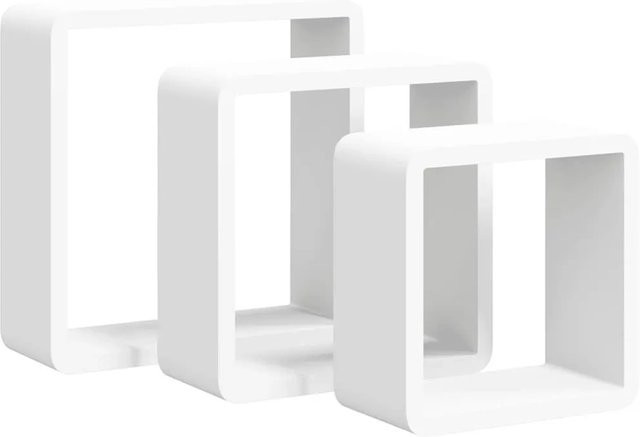vidaXL Würfelregale Set aus 3 Stück in Weiß, Wandmontage, MDF, Modernes Design - Bild 1