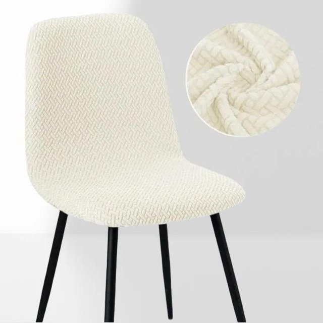 Jacquard-Stuhlbezug für Barhocker in Beige, elastischer Sitzbezug aus Polyester und Elasthan - Bild 1