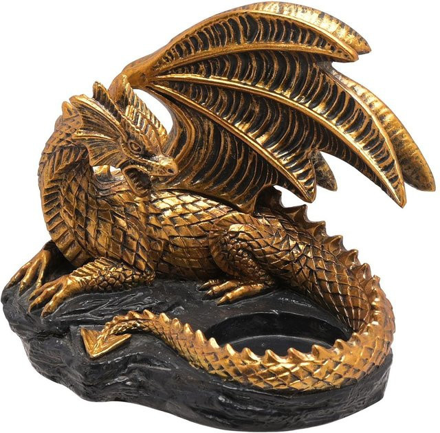 HOCUS POCUS NOVELTIES Teelichthalter Goldener Drache in Gold aus Harz - Bild 1