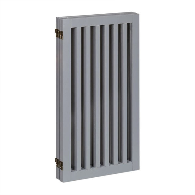 Relaxdays Treppenschutzgitter aus MDF in Grau, verstellbar und zusammenklappbar, B: 92 cm, H: 207 cm, T: 8 cm - Bild 1