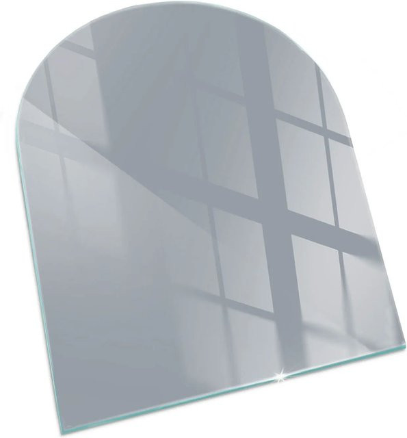 Tulup Glasplatte für Kaminöfen als Funkenschutzplatte in Grau, Halbkreis, B: 80 cm, H: 70 cm - Bild 1