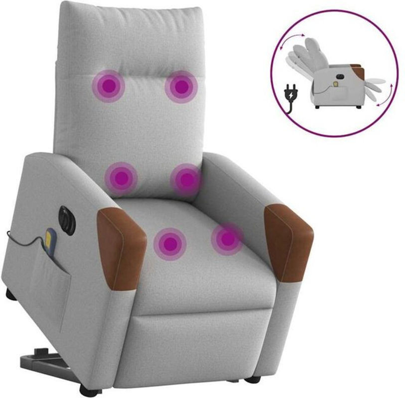 VIDAXL Relaxsessel mit elektrischer Aufstehhilfe in Grau und Braun aus Stoff und Metall - Bild 1