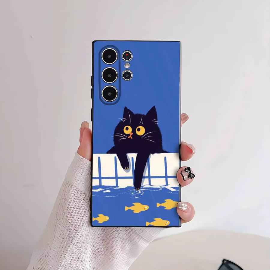 Handyhülle mit Comic-Katzen-Design für Samsung Galaxy S25 S24 S23 S22 S21 S20 Plus 5G, mattiert und rutschfest, Farbe: Blau - Bild 2