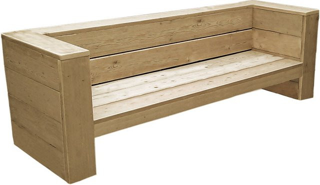 Sitzbank Bauholz aus Fichten-Gerüstbrettern in Vintage Look, Grau/Braun, B/T/H: 250 x 83 x 83 cm - Bild 1
