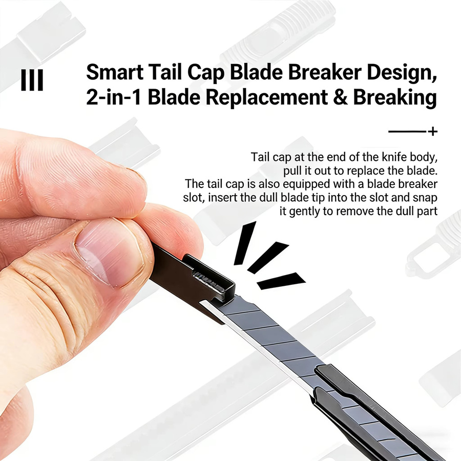 Deli Universalmesser aus Metall mit 9mm SK5 Kohlenstoffstahl-Klinge, Schwarz - Bild 4