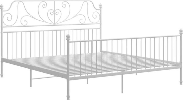 vidaXL Bettgestell aus Metall in Weiß, B/T: 200 x 200 cm - Bild 1