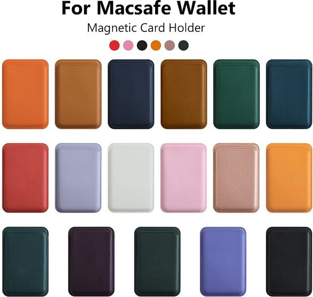 szHAIyu Magnetische Leder-Brieftaschenhülle für MagSafe kompatibel mit iPhone 17 16 15 14 13 12 Pro Max und Samsung S26 S25 in Pink mit Kartenhalter - Bild 1