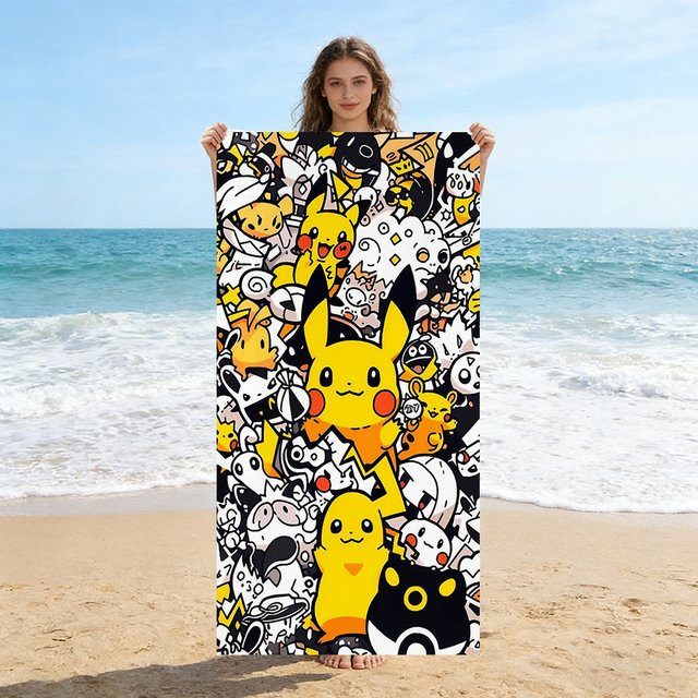 Potdemiel Pikachu Strandtuch, schnelltrocknendes Badetuch in Multicolour - Bild 1