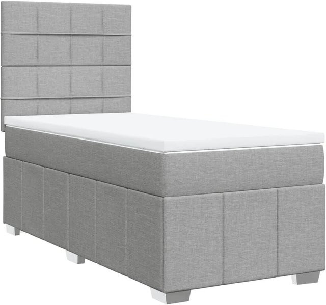 vidaXL Boxspringbett mit Matratze Hellgrau B/T/H: 80 x 200 x 140,5 cm mit USB-Anschluss und Unterbettbeleuchtung - Bild 1