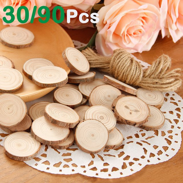 Runde Naturholzscheiben aus Holz in Braun für DIY-Bastelarbeiten und Dekorationen, Durchmesser: 4 cm - Bild 1
