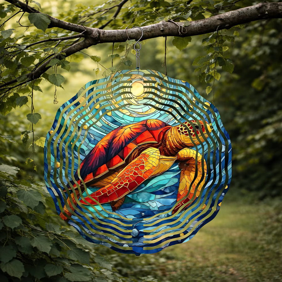 Poppica Art Meeresschildkröten Windspinner aus Metall in Multicolour für Garten und Außenbereich - Bild 3