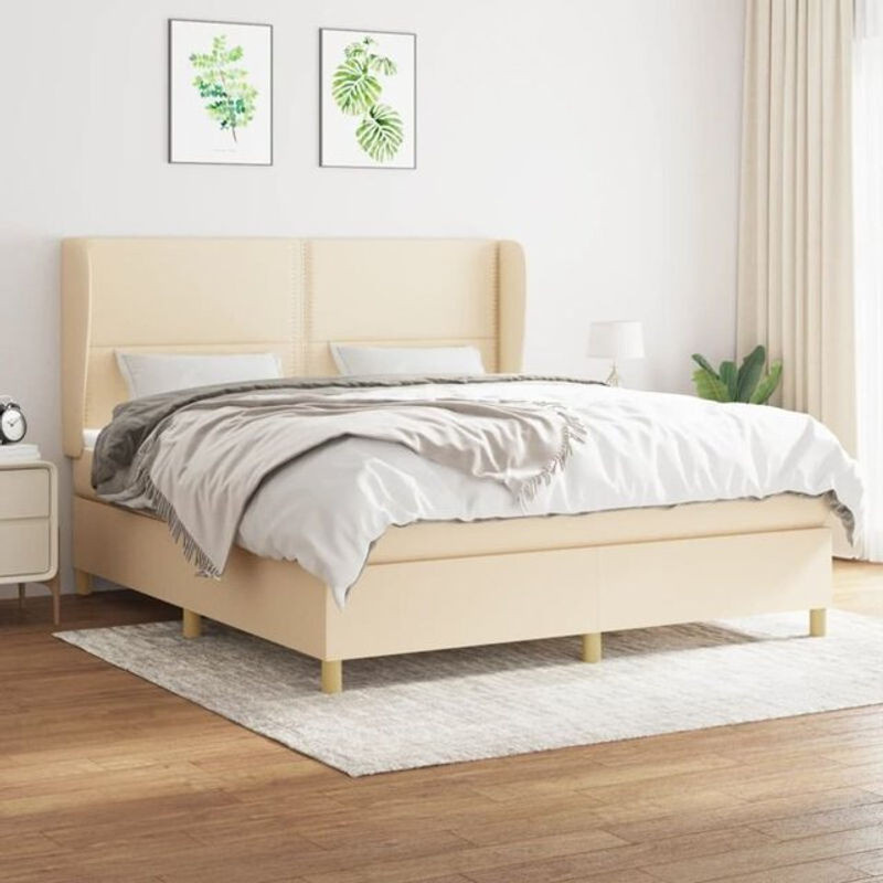 vidaxl Boxspringbett mit Matratze in Beige aus Stoff und Massivholz B/T/H: 180 x 200 x 118 cm - Bild 1