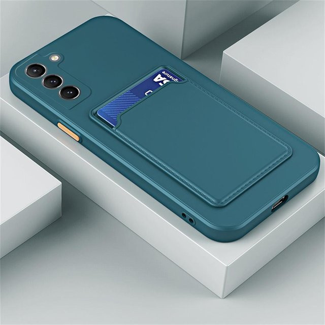 Samsung Handyhülle aus weichem TPU Silikon mit Kartensteckplatz für S25 S24 S23 S22 S21 FE Plus Ultra Note 20 A55 A54 A35 A34 A25 A24 A15 in Dunkelgrün - Bild 1