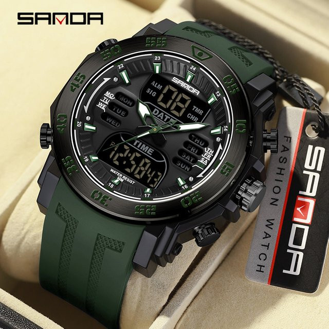 Sanda Armbanduhr, Digitaluhr, Quarz, Schwarz, Herren - Bild 1