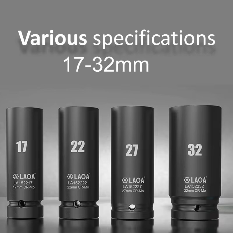 LAOA 1/2 Zoll Innensechskantschlüsselkopf Schwarz, tiefe Hülse für Ratschenschlüssel, Bohrer und Drehmomentschlüssel, 17–32 mm - Bild 2