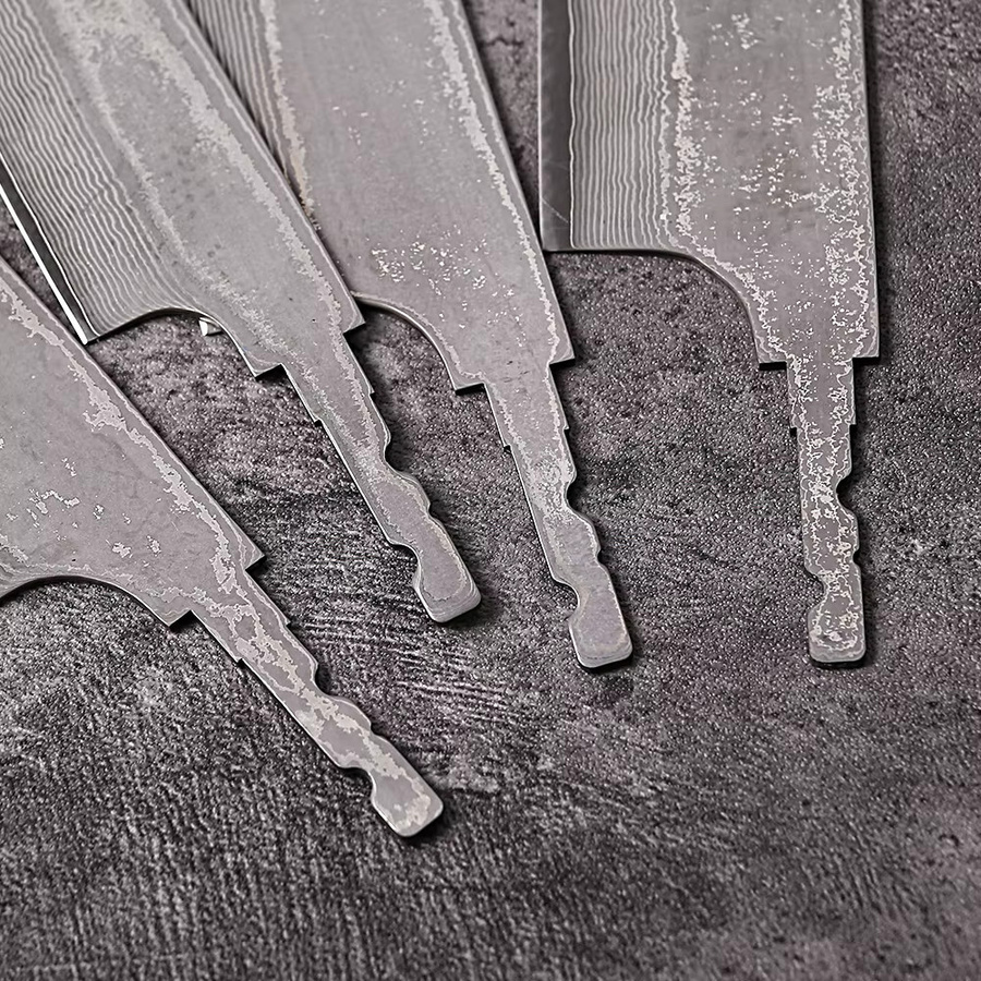 F.YOUNG DIY Damaskus Stahl Japanisches Kochmesser Rohling VG10 Full Tang geschmiedet in Silber - Bild 2