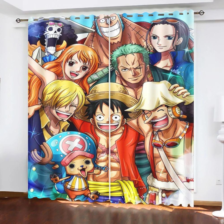 Yiran Furniture One Piece Monkey D Luffy Vorhang mit Grafikdruck, halbtransparent, Mehrfarbig, Breite: 100 cm, Höhe: 140 cm - Bild 2