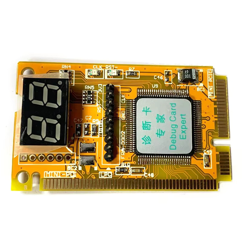 OULLX Mini PCI-E Debug Card zur Fehlerdiagnose für Notebooks und Laptops, PCI Express Analyse Karte in Gelb - Bild 2