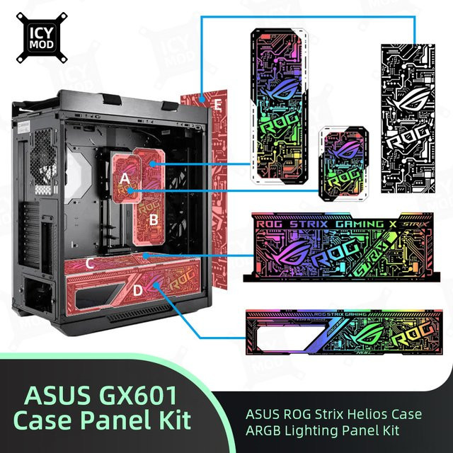 ASUS ROG Strix Helios Refit ARGB Gehäuse-Beleuchtungsplatten-Set mit Lasergravur für Custom PC MOD - Bild 1