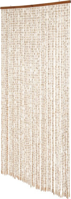 Bambus-Türvorhang mit 52 Perlen als natürlicher Holz-Raumteiler in Braun und Beige im Boho-Stil - Bild 1