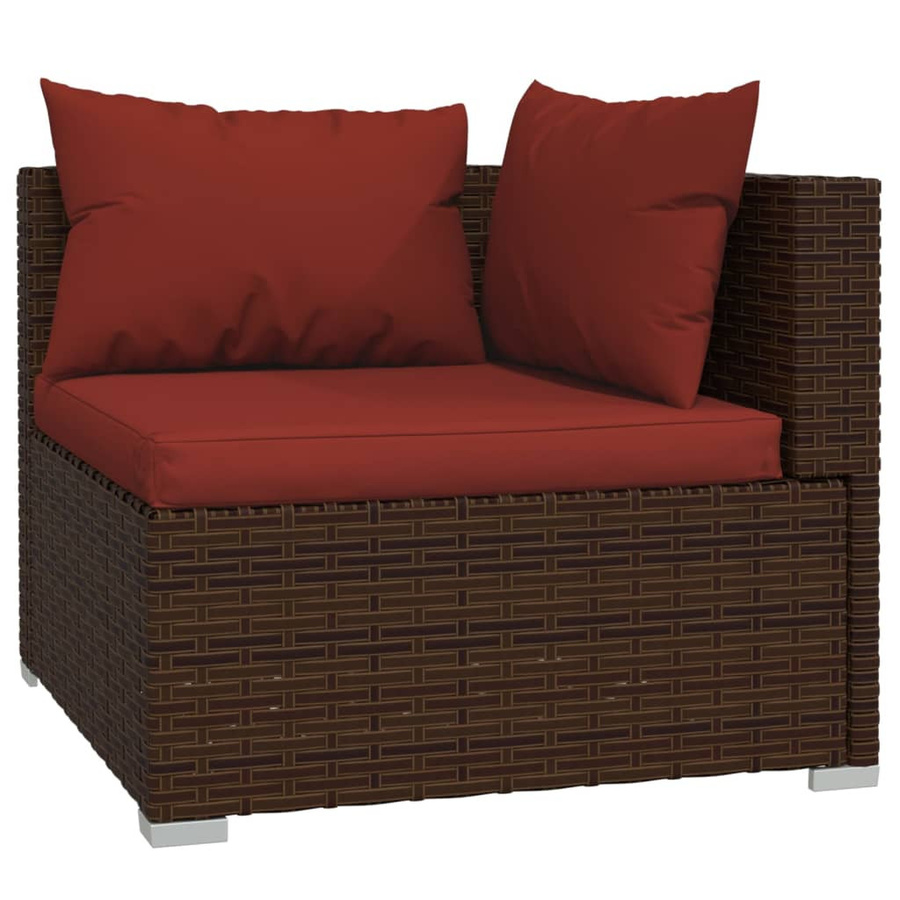vidaXL 12-tlg. Garten-Lounge-Set aus PE-Rattan mit Kissen in Braun und Zimtrot - Bild 3