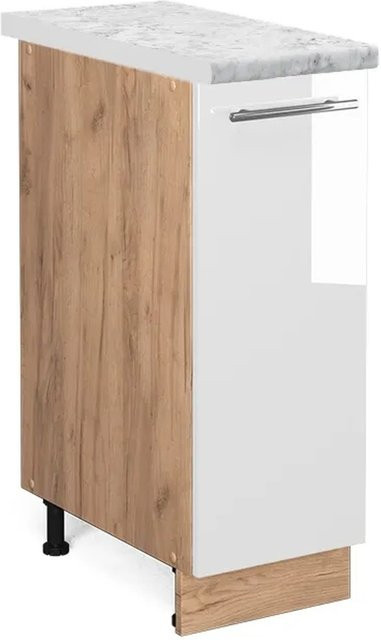 Vicco Apothekerschrank Fame-Line Weiß Hochglanz und Goldkraft Eiche, Wandmontage mit Soft-Close-Türen, B/T/H: 60 x 30 x 82 cm - Bild 1