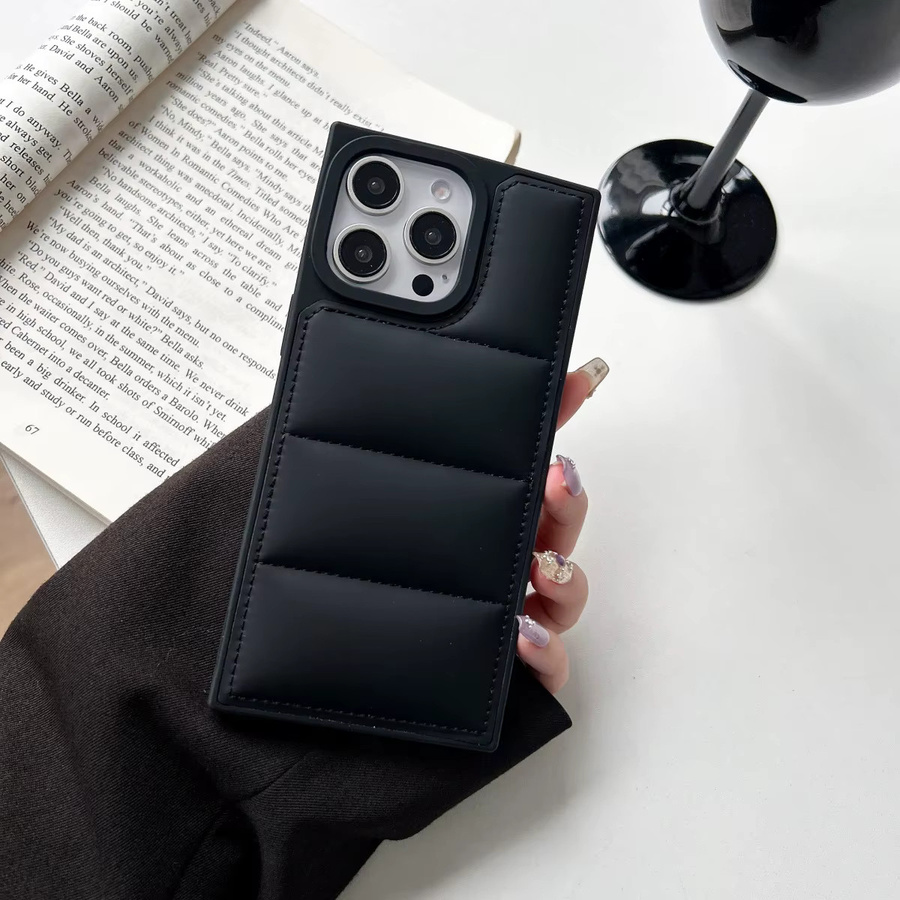 Mode Winter Daunenjacke Silikon Handyhülle für Apple iPhone 16 15 14 13 Pro Max in Weiß - Bild 2