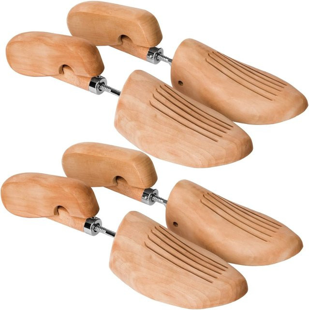 2 Paar Schuhspanner aus Lotusholz von tectake in Braun für Damen und Herren, B/T/H: 30 x 8,5 x 5,5 cm - Bild 1