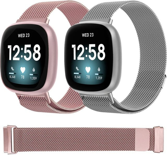 Milanaise-Armband für Fitbit Sense 2, Versa 4, Versa 3, Metall, Schwarz, Unisex - Bild 1