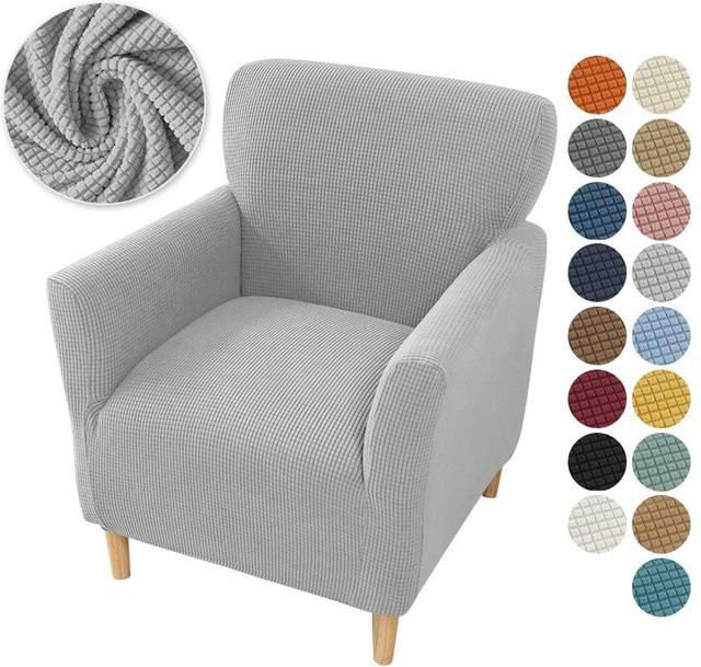 Elastischer Polarfleece Sesselüberzug in Grau für Clubstühle und Armchairs - Bild 1