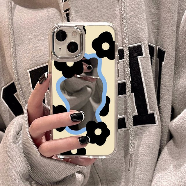 Kardeem iPhone Hülle mit Blumenmuster und Make-up-Spiegel aus weichem TPU-Silikon in Multicolour - Bild 1