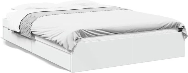 vidaXL Bettgestell mit Schubladen in Weiß aus Holzwerkstoff, B/T/H: 150 x 200 x 153 cm - Bild 1