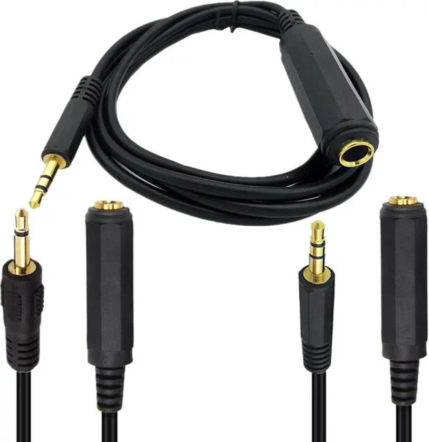 BSN Audio Verlängerungskabel von 3,5 mm Klinke auf 6,35 mm Klinke, Schwarz - Bild 1