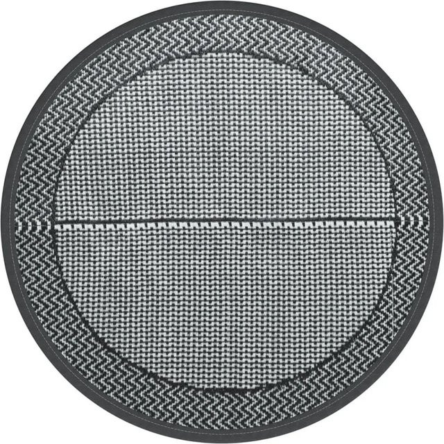 vidaXL Outdoor-Teppich ARAKIL in Grau, rund, Ø 120 cm, UV-beständig und wendbar mit Jacquard-Muster aus Polypropylen - Bild 1