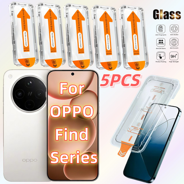 5er-Pack HD-Displayschutzfolie aus gehärtetem Glas für OPPO Find X8, Find X8S, Find X8S Plus, Find X9 und Find X9 Pro, transparent - Bild 1