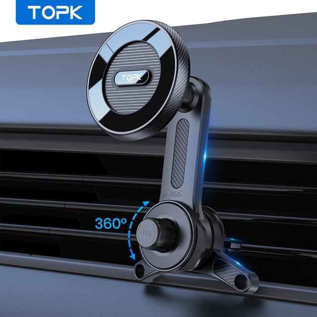 TOPK Universal Magnetischer Autotelefonhalter für Luftauslass mit Metallhaken und MagSafe Kompatibilität, Schwarz - Bild 1