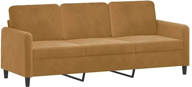 vidaXL 3-Sitzer-Sofa aus Samt in Braun mit Metallrahmen für dein Wohnzimmer - Bild 1