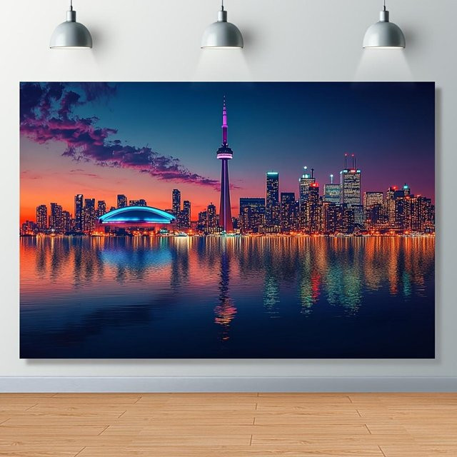Toronto Skyline Wandteppich von JMG Household Supplies mit CN Tower und Rogers Centre bei Sonnenuntergang, Mehrfarbig, Breite: 70 cm, Höhe: 100 cm - Bild 1