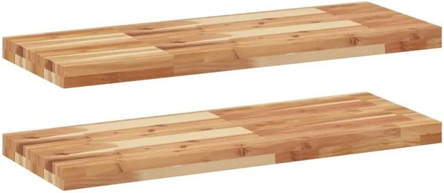 vidaXL Schweberegale Set aus 2 Stück aus Massivholz Akazie, braun, B/T/H: 80 x 30 x 4 cm - Bild 1
