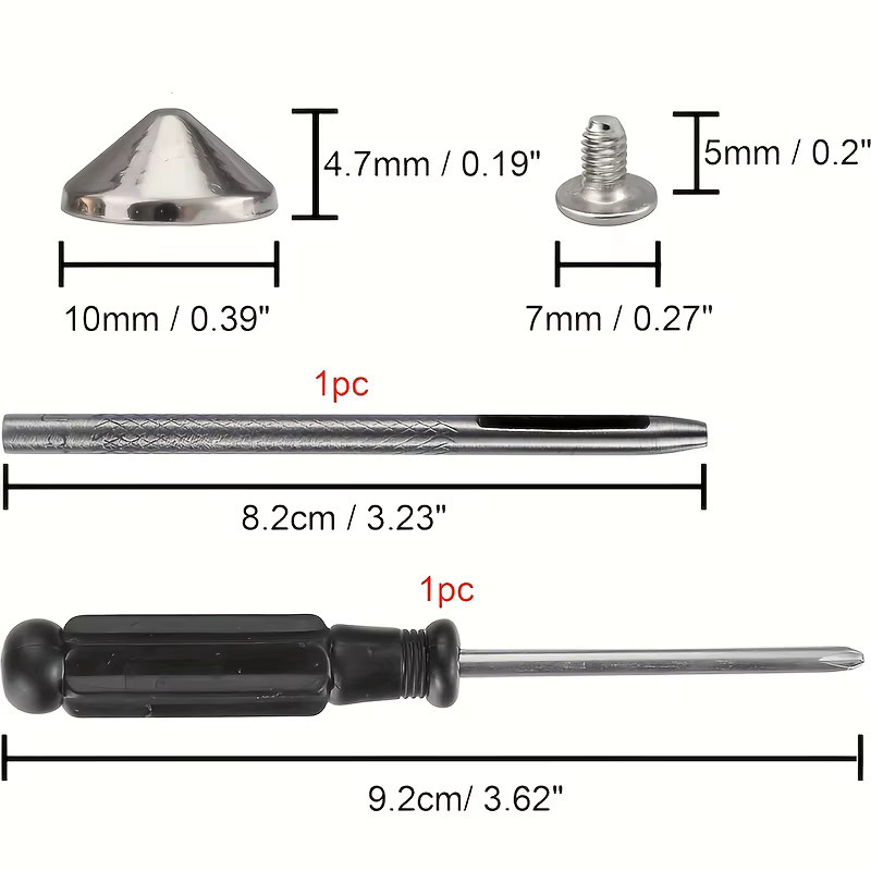 300 Sets Rundschraubverschluss-Punk-Nieten für Kleidung, Schuhe und Lederhandwerk in Schwarz und Silber, Durchmesser: 4,7 mm - Bild 4