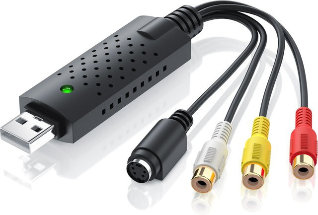 CSL Video Grabber USB 2.0 Typ A mit S-Video und Composite CVBS Cinch, Audio Video Konverter für PAL und NTSC, Schwarz - Bild 1